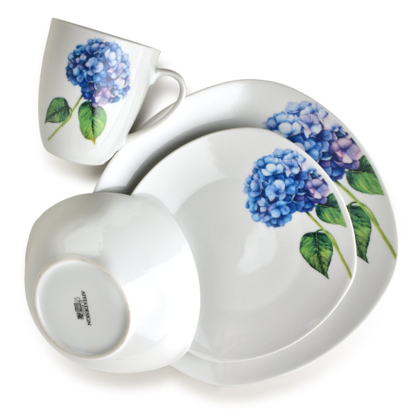 LEA PURPLE Komplet obiadowy 16cz.  kubek 370ml/miska 500ml 17/19,5/25,5cm