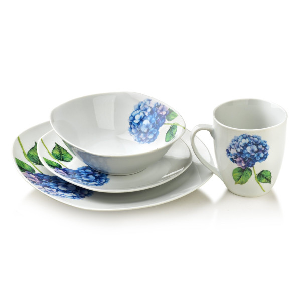 LEA PURPLE Komplet obiadowy 16cz.  kubek 370ml/miska 500ml 17/19,5/25,5cm