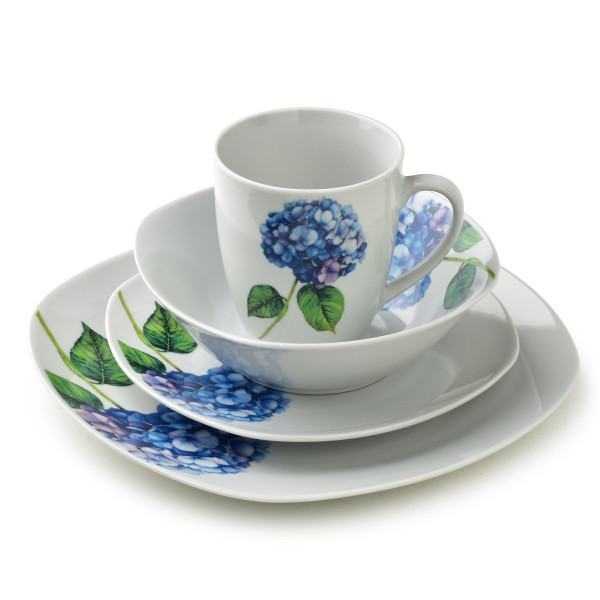 LEA PURPLE Komplet obiadowy 16cz.  kubek 370ml/miska 500ml 17/19,5/25,5cm