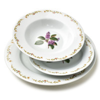 LEA LILAC Komplet obiadowy 18 elementów 21,8cm/19,2/27cm talerz zupa 220ml
