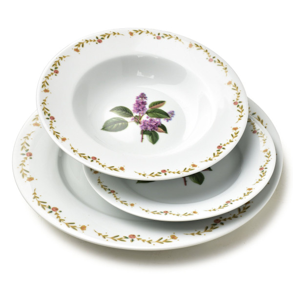 LEA LILAC Komplet obiadowy 18 elementów 21,8cm/19,2/27cm talerz zupa 220ml