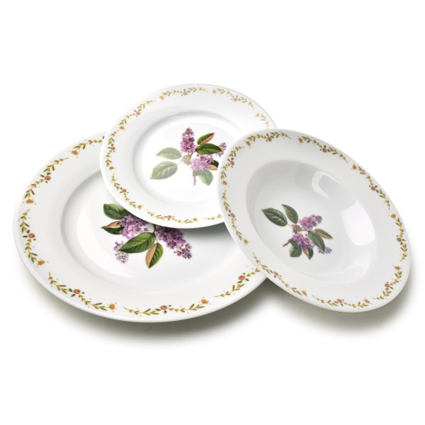 LEA LILAC Komplet obiadowy 18 elementów 21,8cm/19,2/27cm talerz zupa 220ml