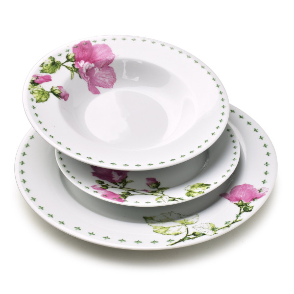 LEA MALLOW Komplet obiadowy 18 elementów 21,8cm/19,2/27cm talerz zupa 220ml