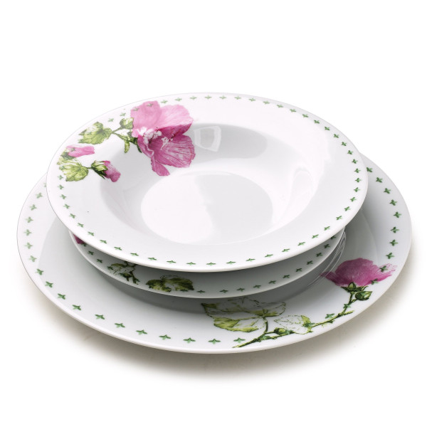 LEA MALLOW Komplet obiadowy 18 elementów 21,8cm/19,2/27cm talerz zupa 220ml