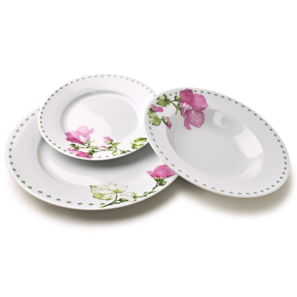 LEA MALLOW Komplet obiadowy 18 elementów 21,8cm/19,2/27cm talerz zupa 220ml
