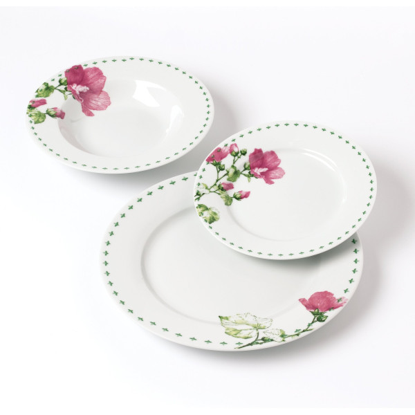LEA MALLOW Komplet obiadowy 18 elementów 21,8cm/19,2/27cm talerz zupa 220ml