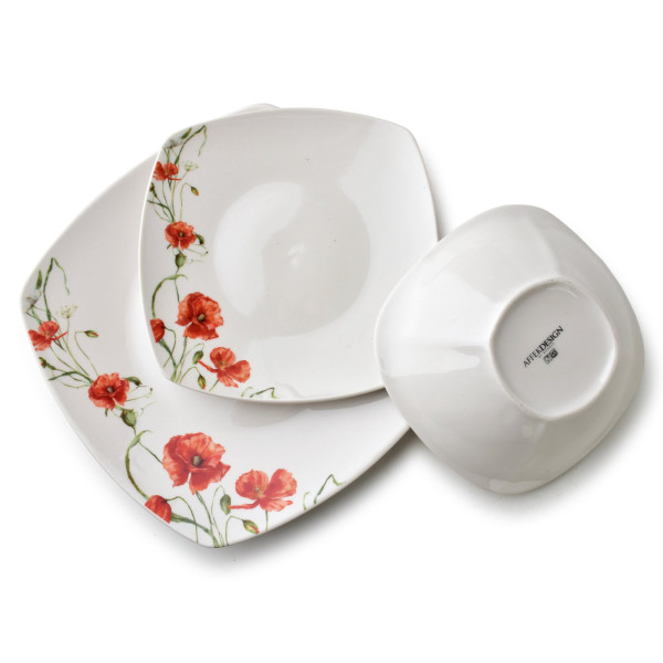 LEA POPPY Komplet obiadowy 18części miska 500ml 16,5cm/18cm/24cm