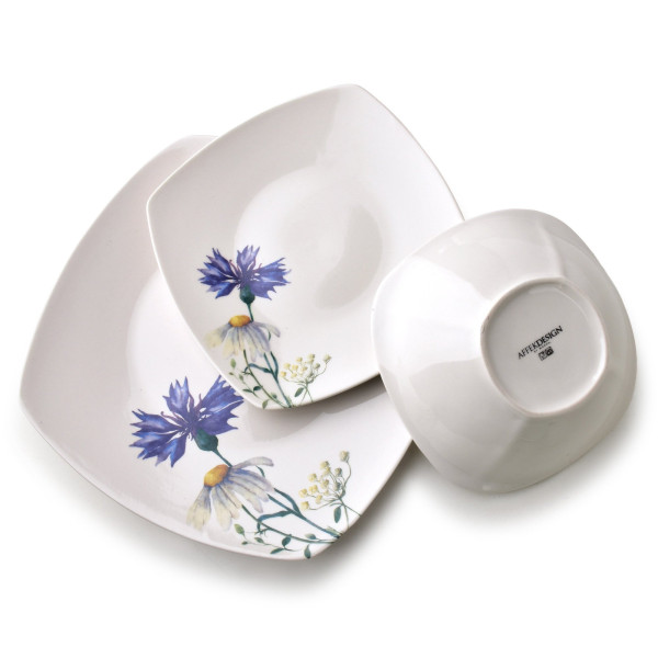 LEA CORNFLOWER Komplet obiadowy 18części miska 16,5cm 500ml/18cm/24cm