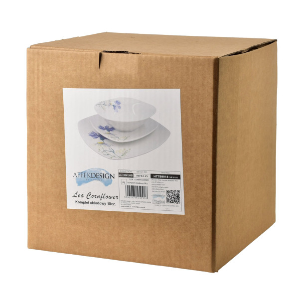 LEA CORNFLOWER Komplet obiadowy 18części miska 16,5cm 500ml/18cm/24cm