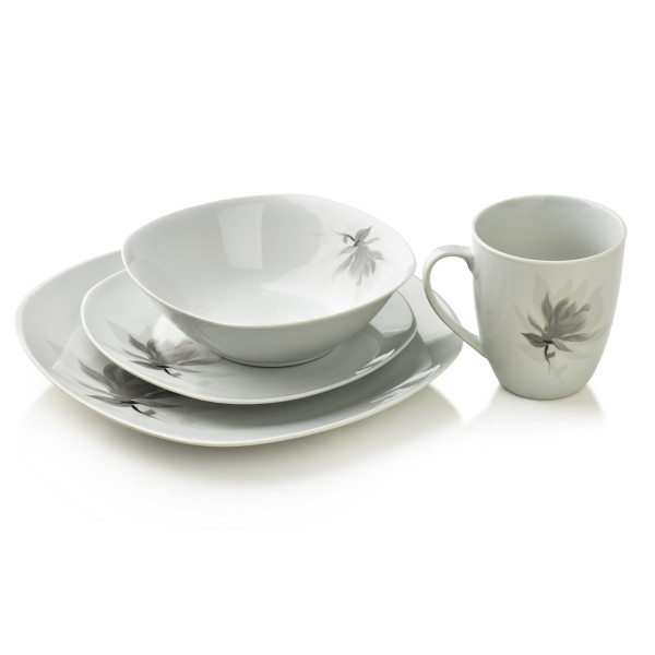 MAGNOLIA Komplet obiadowy 16 cz.  kubek 370ml/miska 500ml 17/19,5/25,5cm
