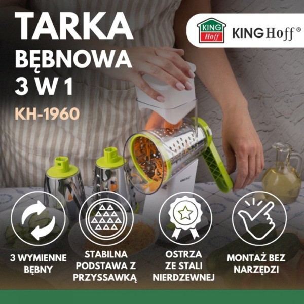 Tarka bębnowa do warzyw i sera Kinghoff KH-1960 (metalowa)