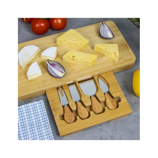 ДОСКА ДЛЯ НАРІЗАННЯ ТА ПОДАЧІ СИРУ З 5 ШМАТОЧКАМИ KINGHOFF KH-1567