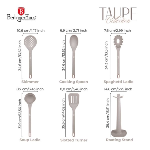 Набір кухонного начиння BERLINGER HAUS BH-8618 кольору TAUPE