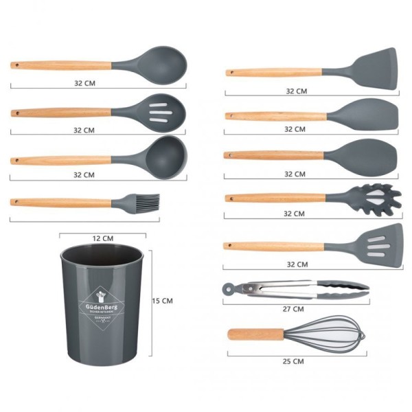 НАБІР З 12 КУХОННИХ ПРЕДМЕТІВ У ПІДСТАВЦІ E-6289