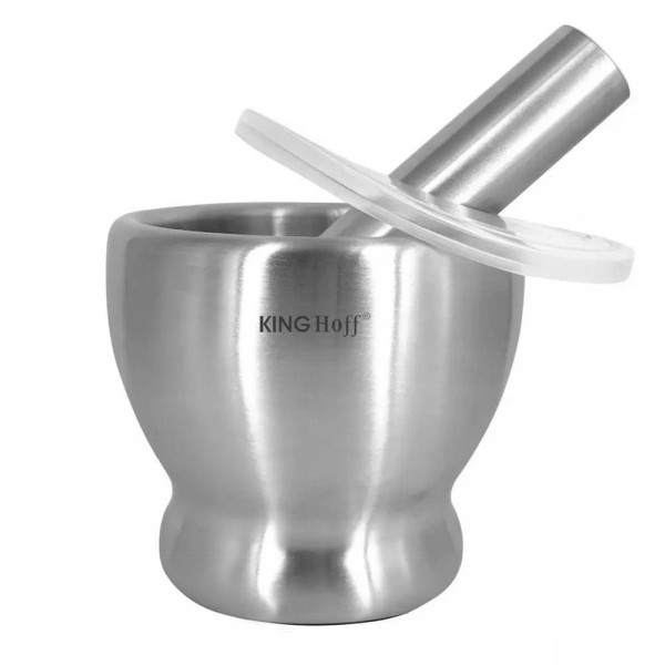 Ступка KINGHOFF KH-1661 з нержавіючої сталі 13 см з кришкою