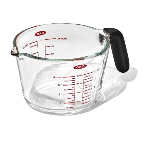 Мірний стаканчик OXO-Glass 1 л. Зручне захоплення.
