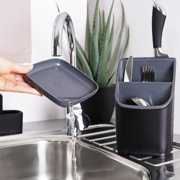 Підставка для столових приборів універсальна чорна VILDE 229074