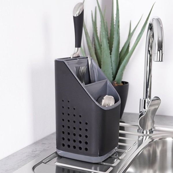 Підставка для столових приборів універсальна чорна VILDE 229074