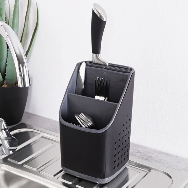 Підставка для столових приборів універсальна чорна VILDE 229074