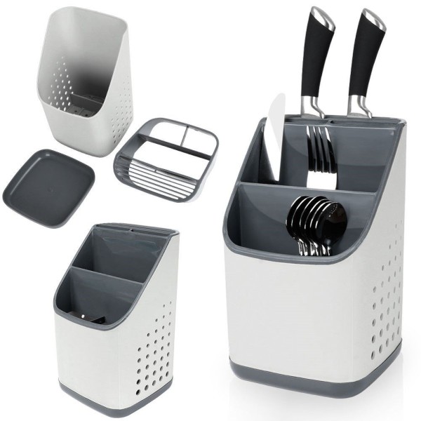Сушарка для посуду, полиця для столових приборів, органайзер, універсальна, сіра, VILDE 229013