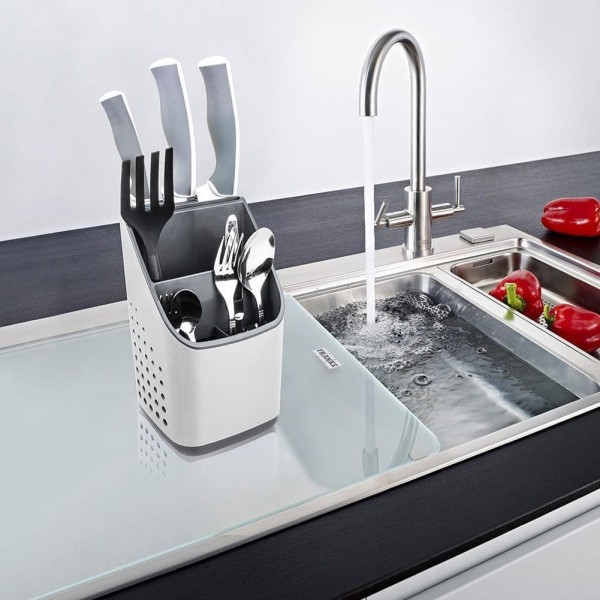 Сушарка для посуду, полиця для столових приборів, органайзер, універсальна, сіра, VILDE 229013