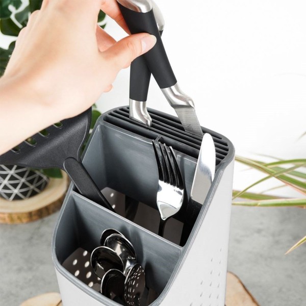 Сушарка для посуду, полиця для столових приборів, органайзер, універсальна, сіра, VILDE 229013