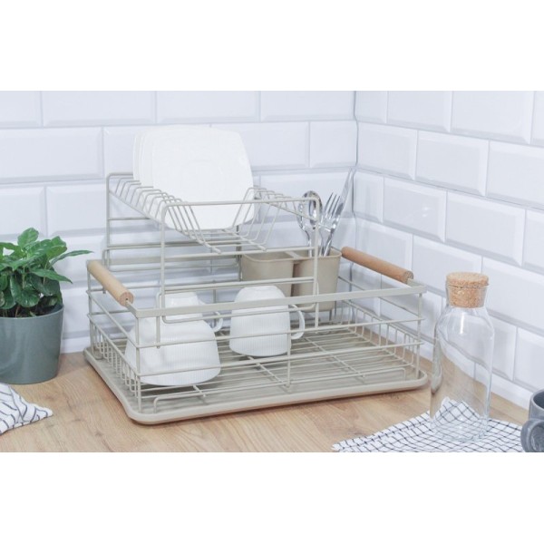 ДВОРІВНЯСНА СУШАРКА ДЛЯ ПОСУДУ З СУШИЛЬНИКОМ ТА ПІДНОСОМ 4027