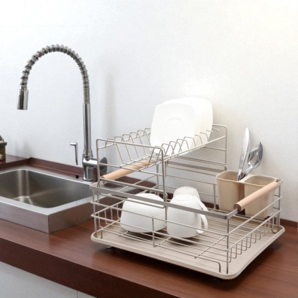 ДВОРІВНЯСНА СУШАРКА ДЛЯ ПОСУДУ З СУШИЛЬНИКОМ ТА ПІДНОСОМ 4027