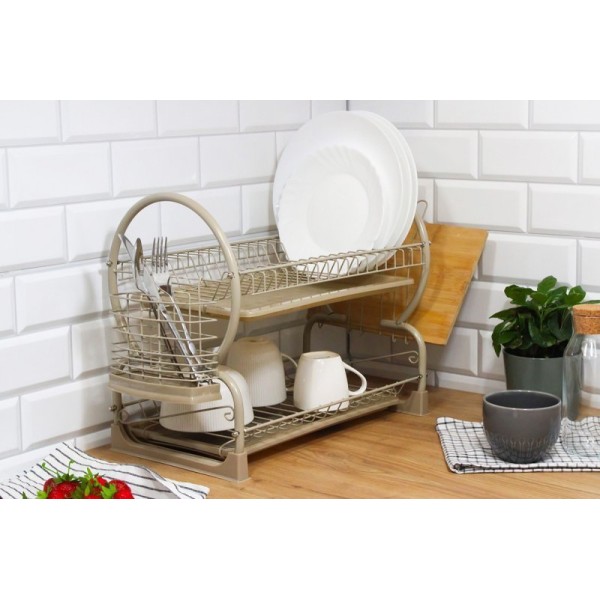 ДВОРІВНЯСНА СУШАРКА ДЛЯ ПОСУДУ З СУШАЧКОЮ ТА ПІДНОСОМ 4029