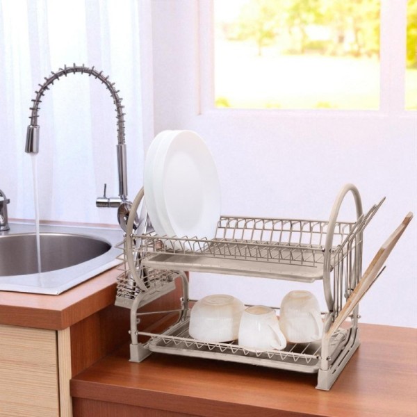 ДВОРІВНЯСНА СУШАРКА ДЛЯ ПОСУДУ З СУШАЧКОЮ ТА ПІДНОСОМ 4029