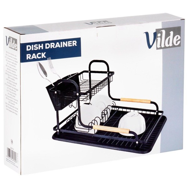 Suszarka do naczyń VILDE 229157 (czarna, dwupoziomowa 48,5×32×23,5 cm)