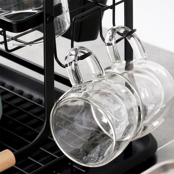 Suszarka do naczyń VILDE 229157 (czarna, dwupoziomowa 48,5×32×23,5 cm)