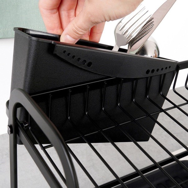 Suszarka do naczyń VILDE 229157 (czarna, dwupoziomowa 48,5×32×23,5 cm)