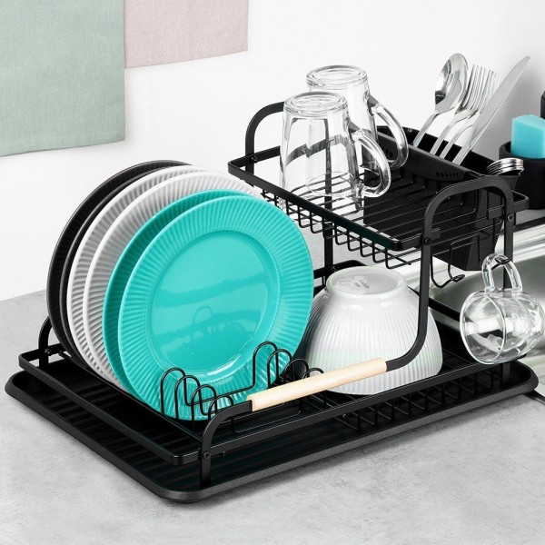 Suszarka do naczyń VILDE 229157 (czarna, dwupoziomowa 48,5×32×23,5 cm)