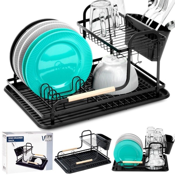 VILDE 229157 чорна дворівнева сушарка для посуду 48,5x32x23,5 см