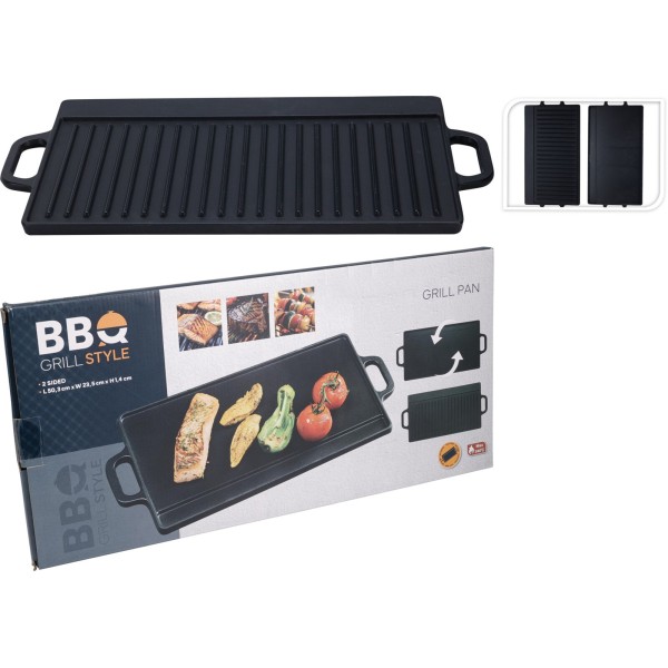Dwustronna płyta na grill z żeliwa 50x23x1,4 cm