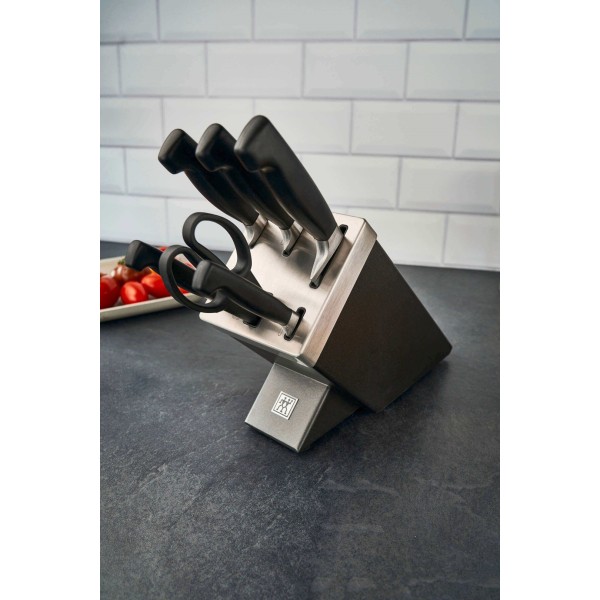 Набір ножів ZWILLING FOUR STAR з 5 штук у самозаточувальному блоці, сірий