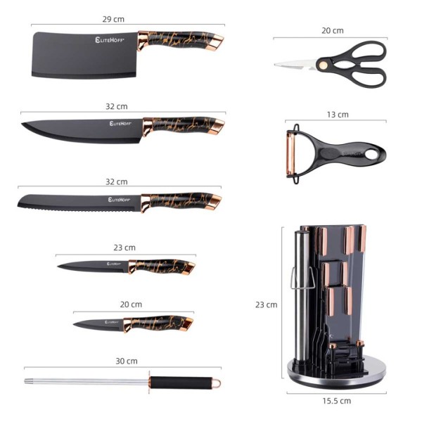 Zestaw noży kuchennych ELITEHOFF E-6270 (9 elementów)