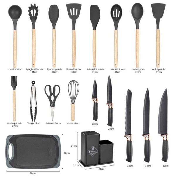 Zestaw noży i przyborów kuchennych ELITEHOFF E-6069 (19 elementów)