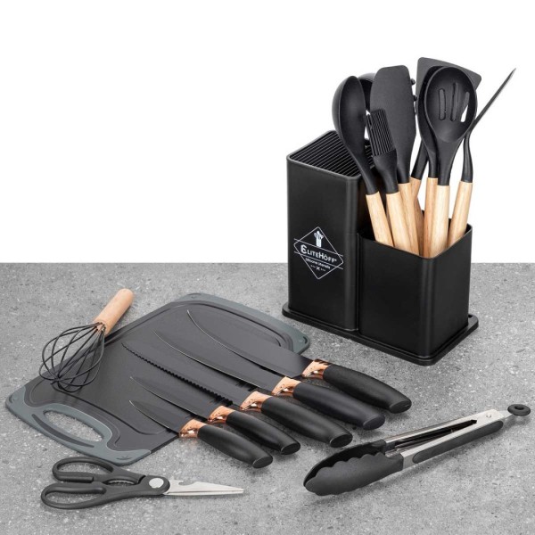 Zestaw noży i przyborów kuchennych ELITEHOFF E-6069 (19 elementów)