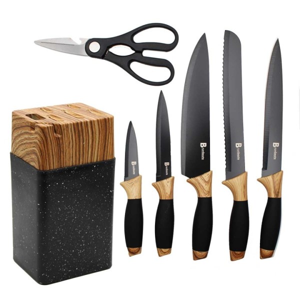 Zestaw noży kuchennych Brunbeste 3784 (ze stojakiem i ostrzałką)