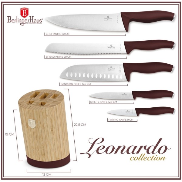 Zestaw noży Berlinger haus BH-2754 Leonardo (w bloku bambusowym)