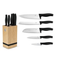 Набір ножів BERLINGER HAUS BH-2971 матово-чорного кольору з бамбукового блоку