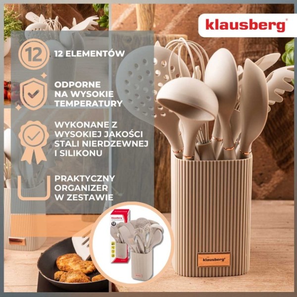 НАБІР З 12 СИЛІКОНОВИХ КУХОННИХ ПРЕПАРАТІВ У ПІДСТАВЦІ KLAUSBERG KB-9012