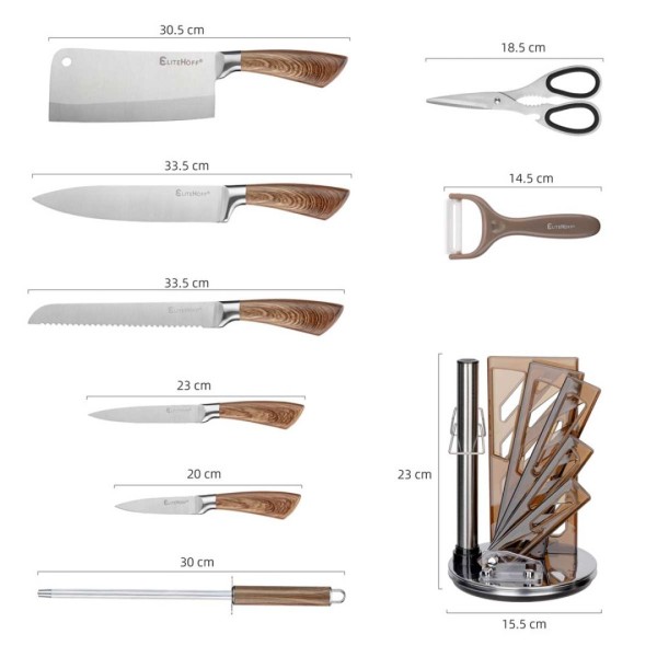 Zestaw noży kuchennych ELITEHOFF E-6265 (9 elementów)