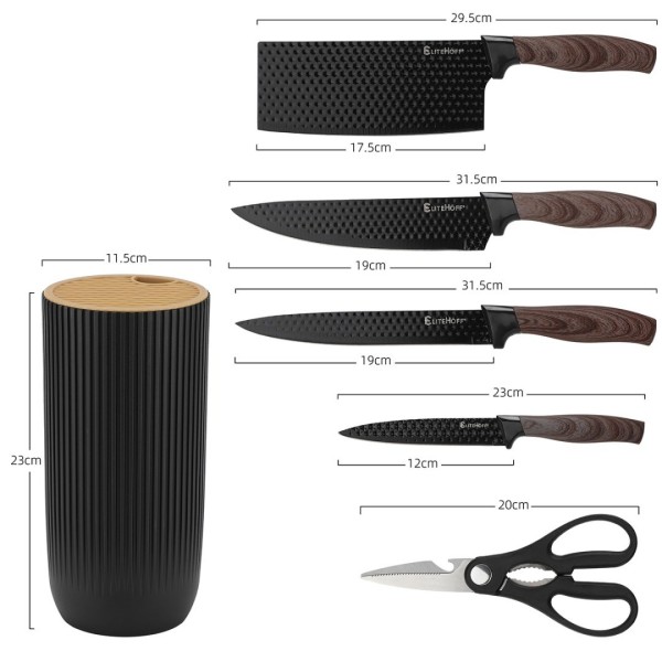 Zestaw noży kuchennych ELITEHOFF E-6309 (z tasakiem i stojakiem)