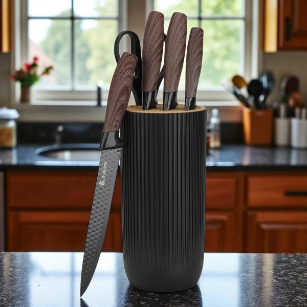 Zestaw noży kuchennych ELITEHOFF E-6309 (z tasakiem i stojakiem)