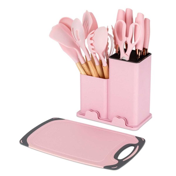 НАБІР З 19 НОЖІВ ТА КУХОННОГО НАЧИНУ В ПІДСТАВЦІ E-6072