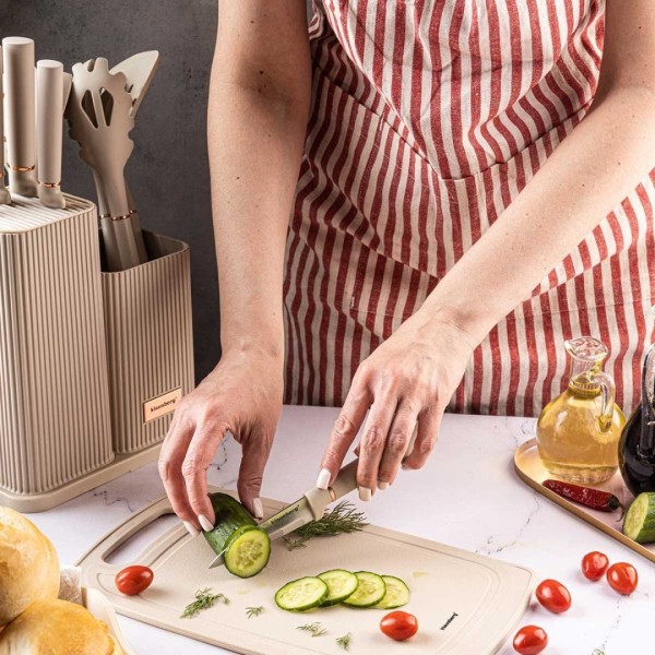 Zestaw noży i przyborów kuchennych Klausberg KB-7935 (z deską w stojaku)
