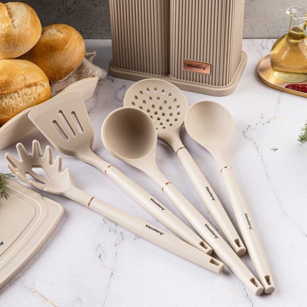 Zestaw noży i przyborów kuchennych Klausberg KB-7935 (z deską w stojaku)